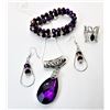 Image 1 : 19)  SUITE OF PURPLE FIRE TITANIUM CRYSTAL