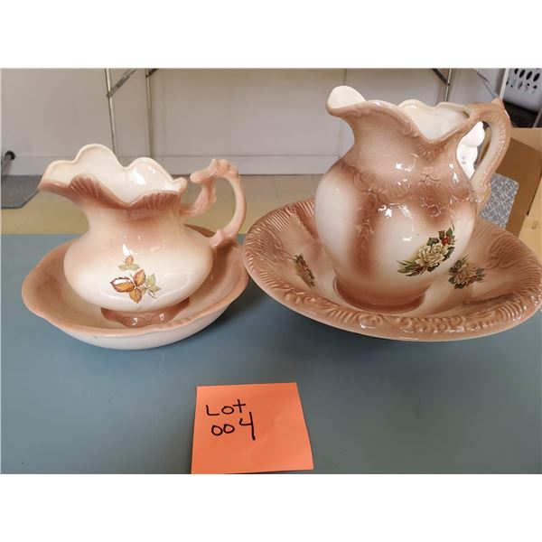 Antique Lrg & Sm Pitcher & Basin Set