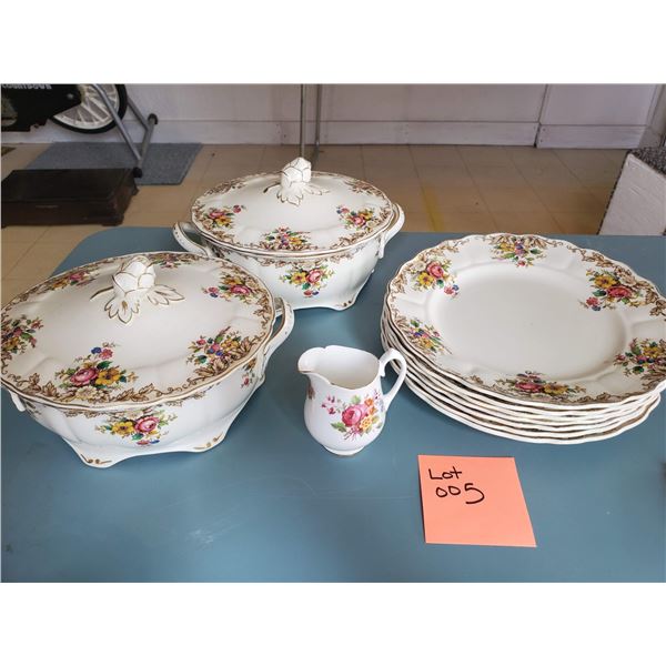 Antique - Marlborough Royal Petal, Grindley England "Penrose" Dish Set + Creamer Dish