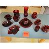 Image 1 : Vintage Red Assorted Glass Dish & Vase Set