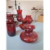 Image 3 : Vintage Red Assorted Glass Dish & Vase Set