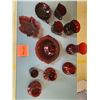 Image 5 : Vintage Red Assorted Glass Dish & Vase Set