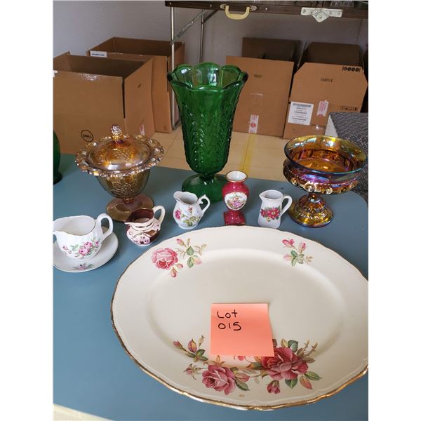 Antique Assorted Creamers, Vase, Dishes