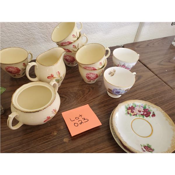 Various Antique Tea Cups, Plates, & Saucers
