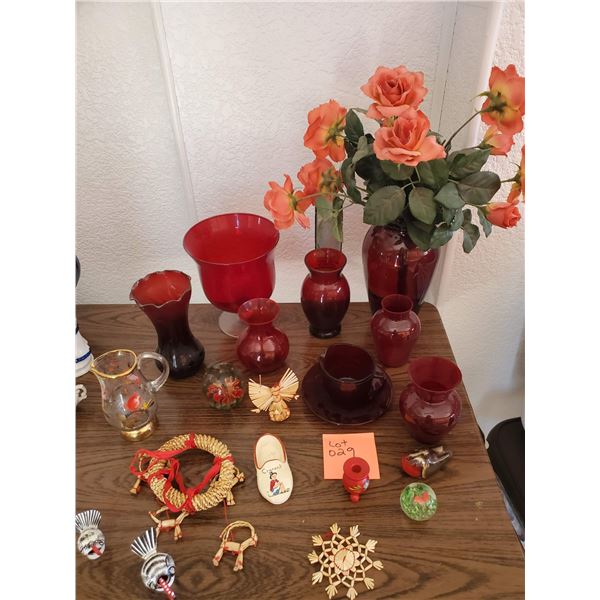 Vintage red Glass Decorative Items