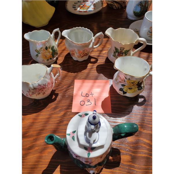 Vintage Tea Cup, Various Creamer Collectibles & Owl Figurine