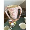 Image 2 : Pink & Gold Vase, Pink Compote, Indian Chief Cube & Assorted China