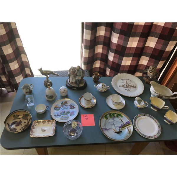 Ruby's Collection Figurine, Owl Figurine, Brass Bird, Plates & Assorted China
