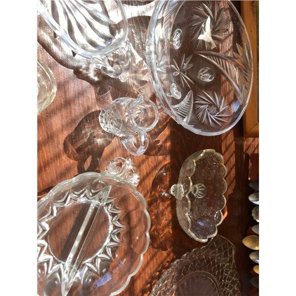 Mountain & Lake Painting, Spoons/Rack,  Crystal Bowls & Dishes