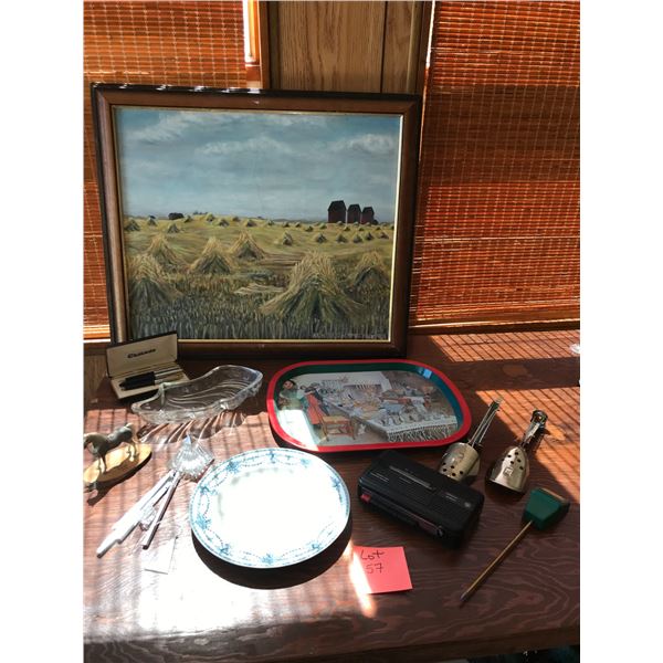 Cassette Player, Crystal Chime, Hay Stack Painting & Pen Set