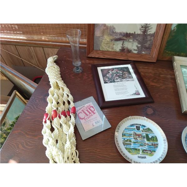 Macrame Plant Hanger, Purses, Paintings & Assorted Home Decor