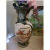 Image 3 : Silk Flowers, Large Ceramic Vase & Painting