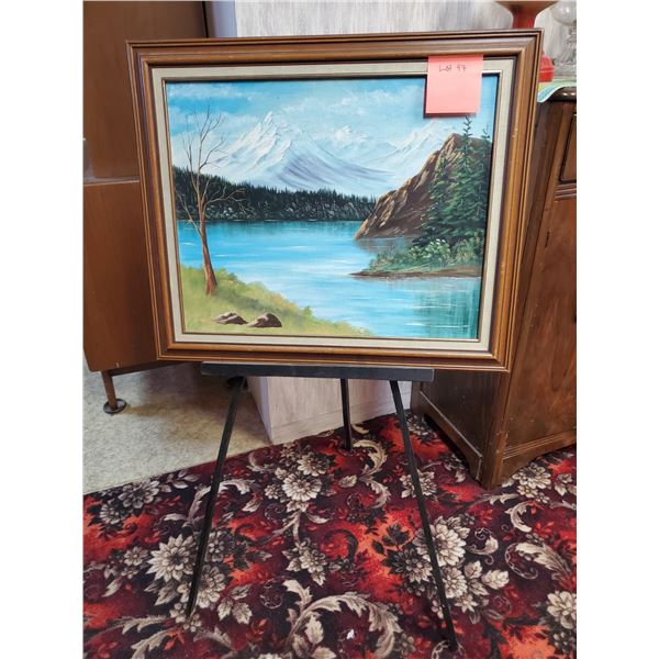Large Landscape Painting with Easel