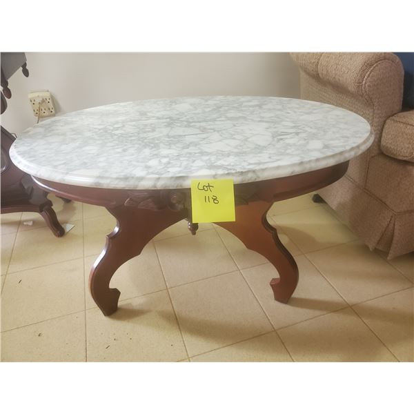 Oval Carrera Marble & Wood Table
