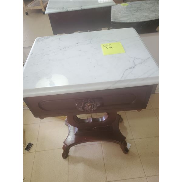 Harp Carrera Marble & Wood Side Table