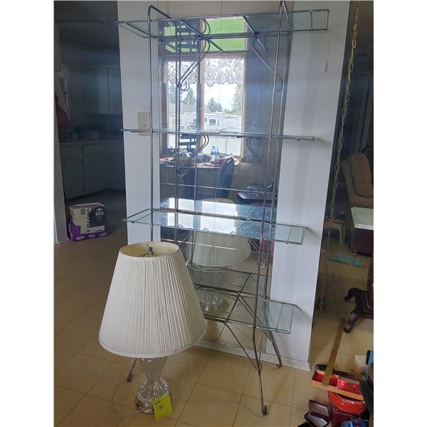 Metal Shelf & Glass Lamp