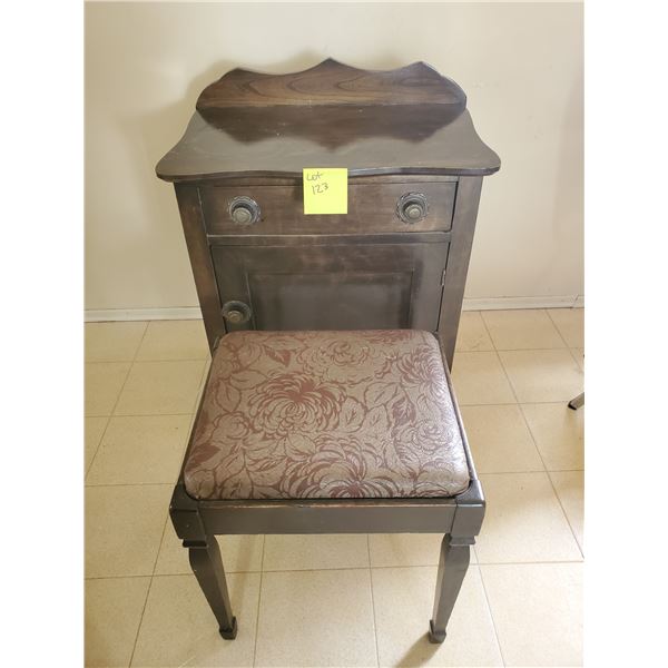 Vintage Side Table w Drawers & Stool