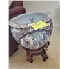 Image 1 : Asian Porcelain Koi Fish Bowl & Stand