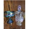 Image 2 : Blue Carnival Glass Compote, Crystal, Glass & Teacups