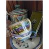 Image 4 : Blue Carnival Glass Compote, Crystal, Glass & Teacups