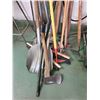 Image 3 : Push Broom, Pry Bars, Axe, Hoe, Mops, Trouble Light & Gardening Tools