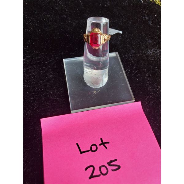 Ladies 10k Synthetic Ruby Ring