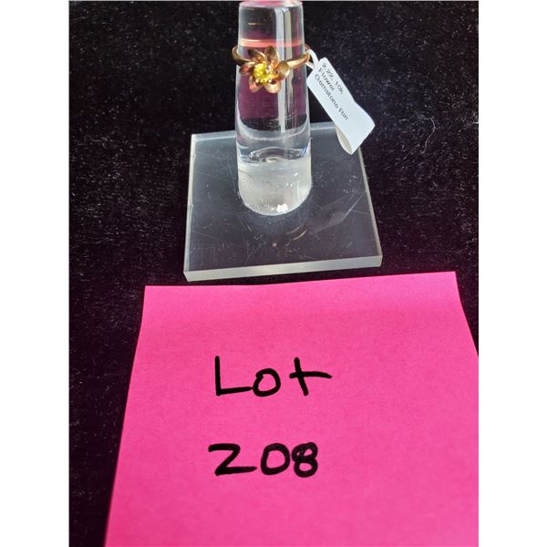 Ladies Floral Yellow Gemstone 10k Ring