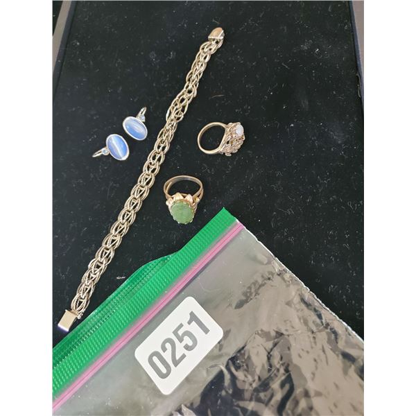 Gold Fashion Bracelet, Ring & Earrings