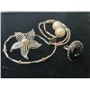 Image 2 : Ring, Pearl Brooch, Pearl Earrings & Fashion Necklace