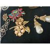 Image 2 : Assorted Jewelry- Vintage costume watch, earrings, necklaces, brooches