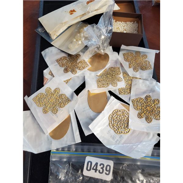 Artificial Pearl beading & Gold Colored Metal Craft Pieces