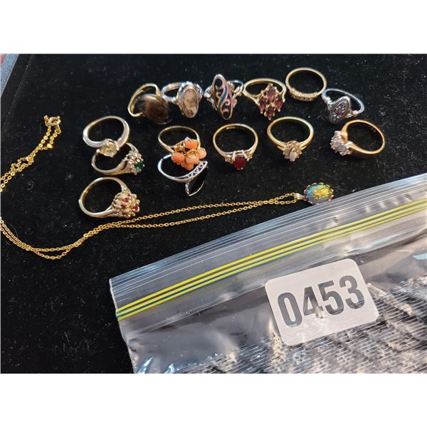Assorted Rings & Necklace w/ Pendent