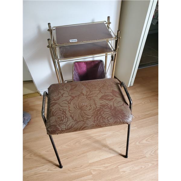 Vintage Stool, Table & Garbage