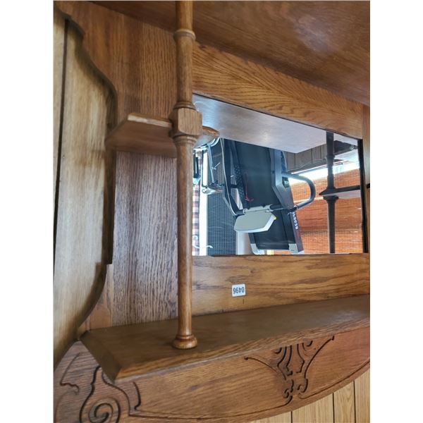 Beautiful Wood Hutch & Mirror