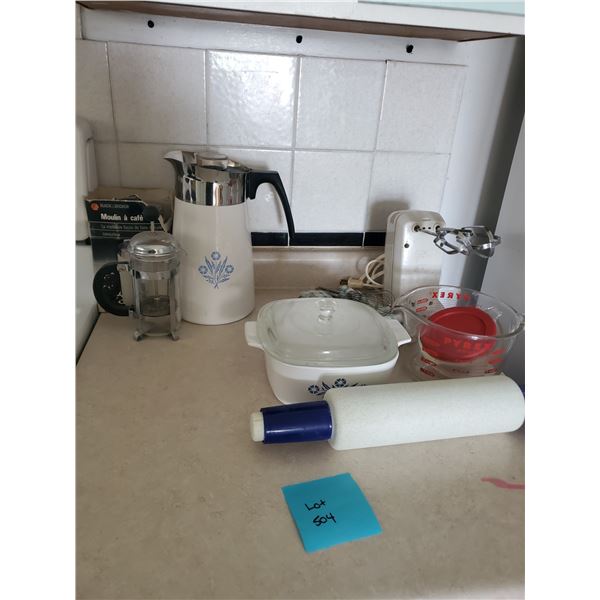 Pyrex Measuring Cup, Beaters, Corningware, Black & Decker Coffee Maker