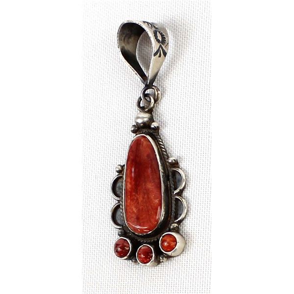 Navajo Sterling & Spiney Oyster Pendant, D. Brown