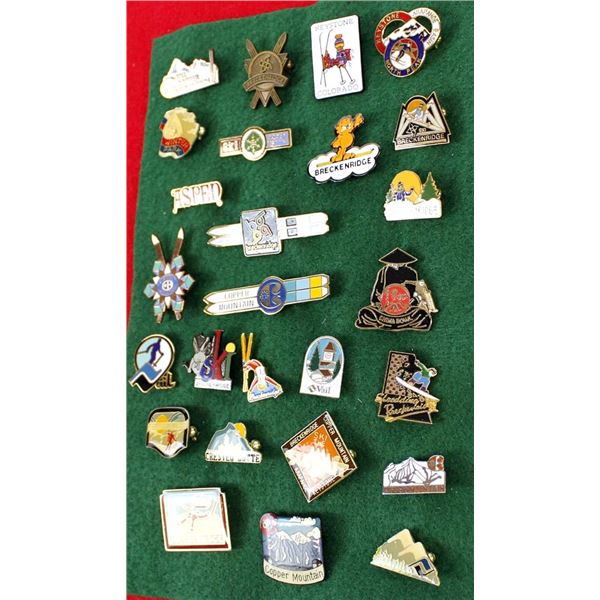 26 Various Vintage Ski Lapel Pins