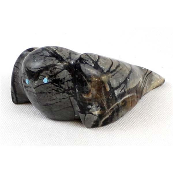 Zuni Picasso Marble Owl Fetish by Alvin Calavaza