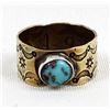 Image 2 : Navajo Old Pawn Brass & Turquoise Ring, Size 10