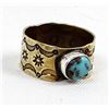 Image 4 : Navajo Old Pawn Brass & Turquoise Ring, Size 10