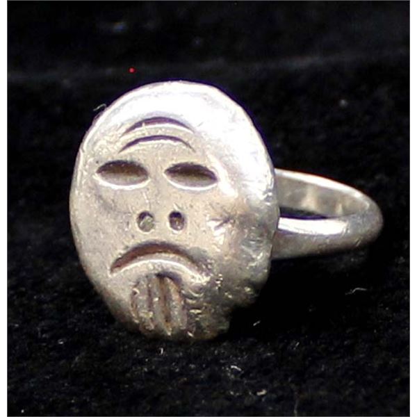 Sterling Silver Frowning Face Ring, Size 4.5
