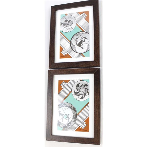 2 Original Acrylic & Ink Paintings by P. Nichols