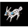 Image 1 : Navajo Sand Cast Sterling Turquoise Rabbit Pin