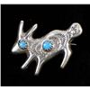 Image 2 : Navajo Sand Cast Sterling Turquoise Rabbit Pin