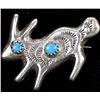 Image 3 : Navajo Sand Cast Sterling Turquoise Rabbit Pin