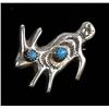 Image 4 : Navajo Sand Cast Sterling Turquoise Rabbit Pin