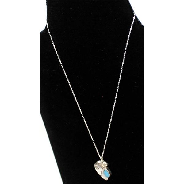 Navajo Sterling Turquoise Pendant Necklace