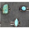 Image 2 : 7 Native American Navajo Sterling Turquoise Rings