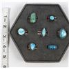 Image 6 : 7 Native American Navajo Sterling Turquoise Rings