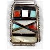Image 4 : Zuni Sterling Inlay Watch Band by E. Cellicion